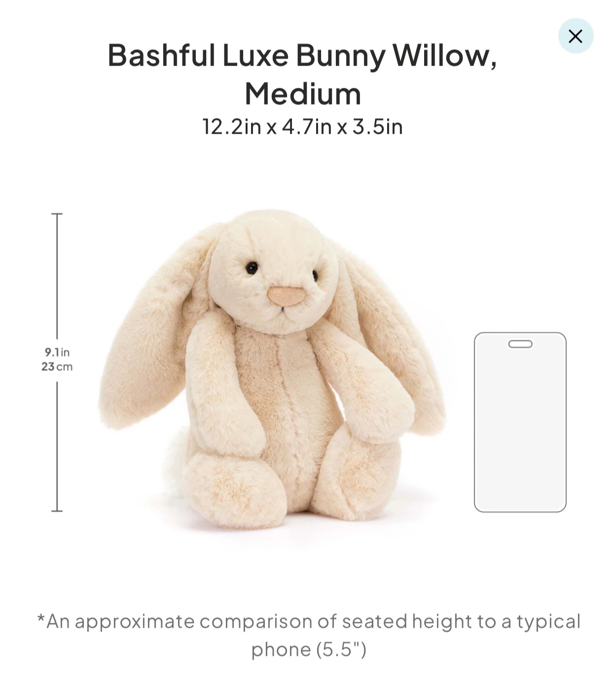 Jellycat Bashful Luxe Bunny Willow, Medium - photo 5