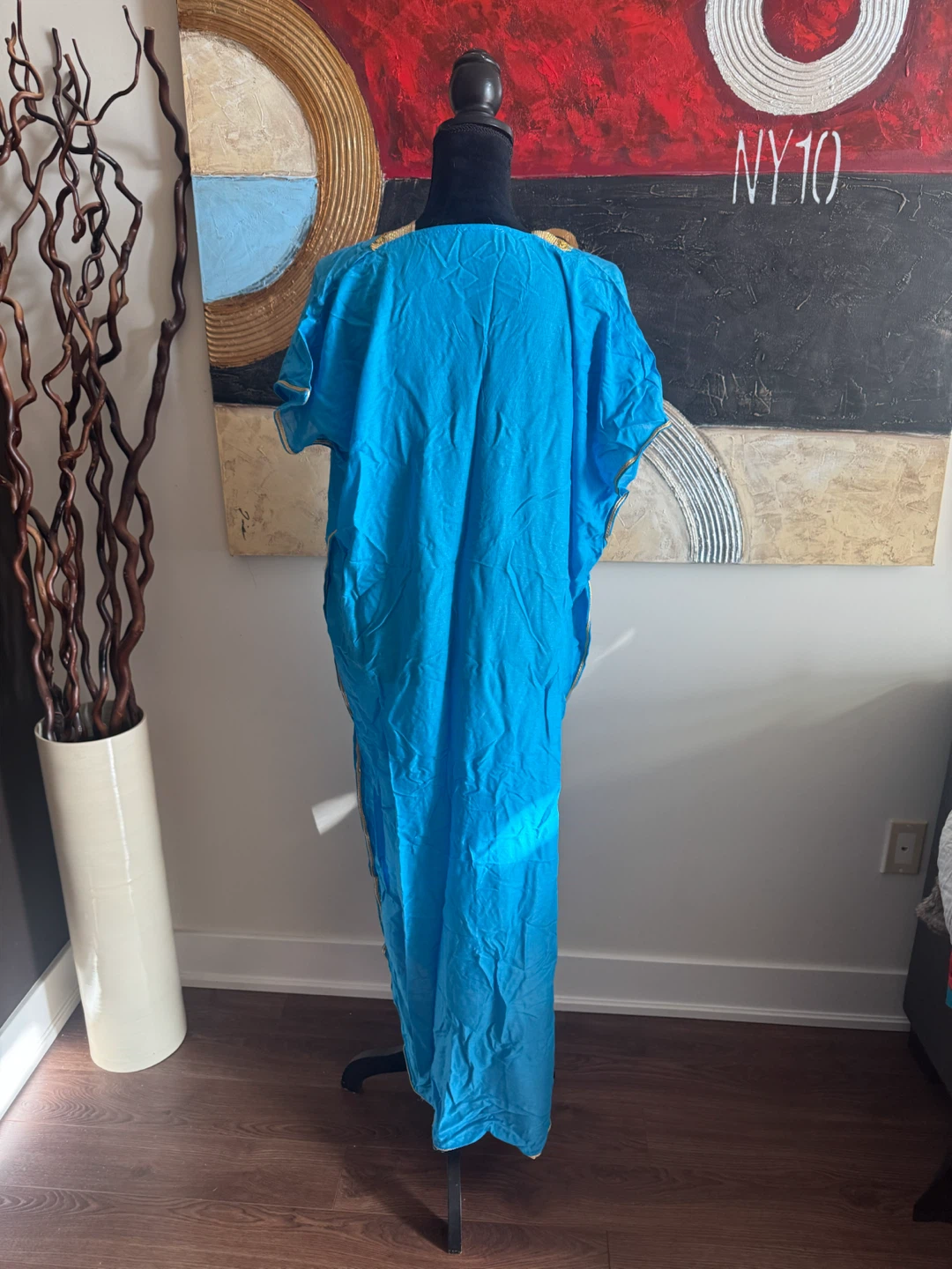 💙✨ Blue & Gold Long Moroccan Dress – One Size - photo 2