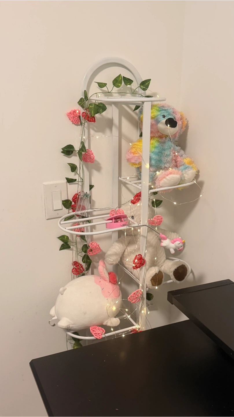 White Metal Corner Shelf Unit
