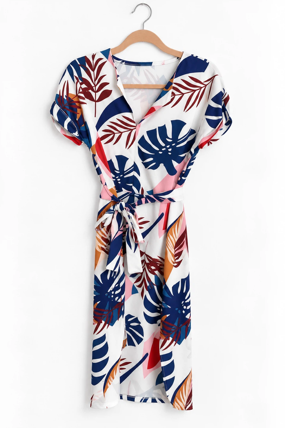 Wrap Dress with Tropical Print - Size S