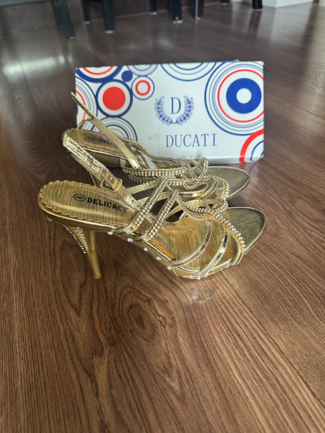 ✨ Brand New Ducati Gold Stiletto Heels – Size 8