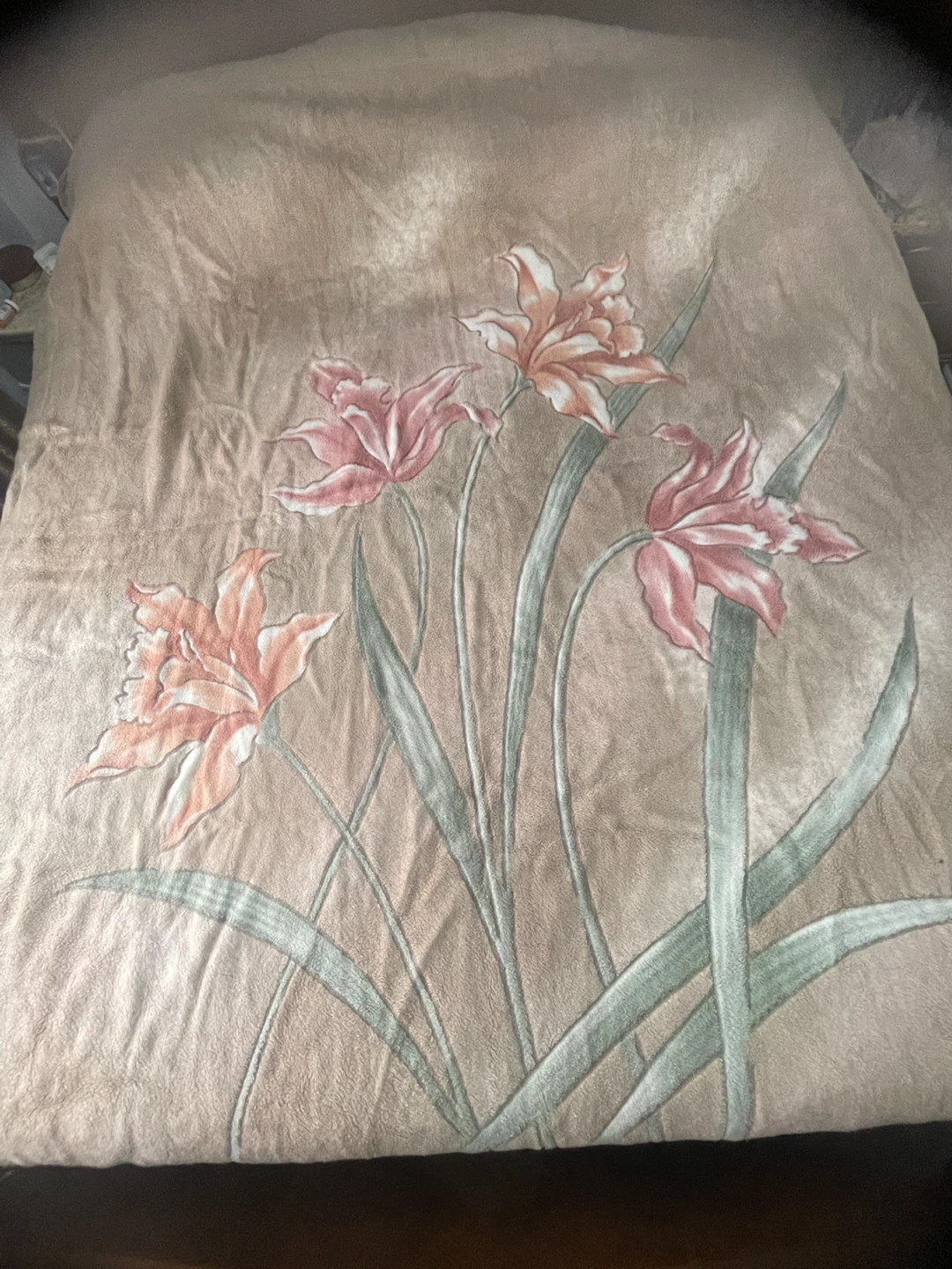 Floral Plush Blanket/ king