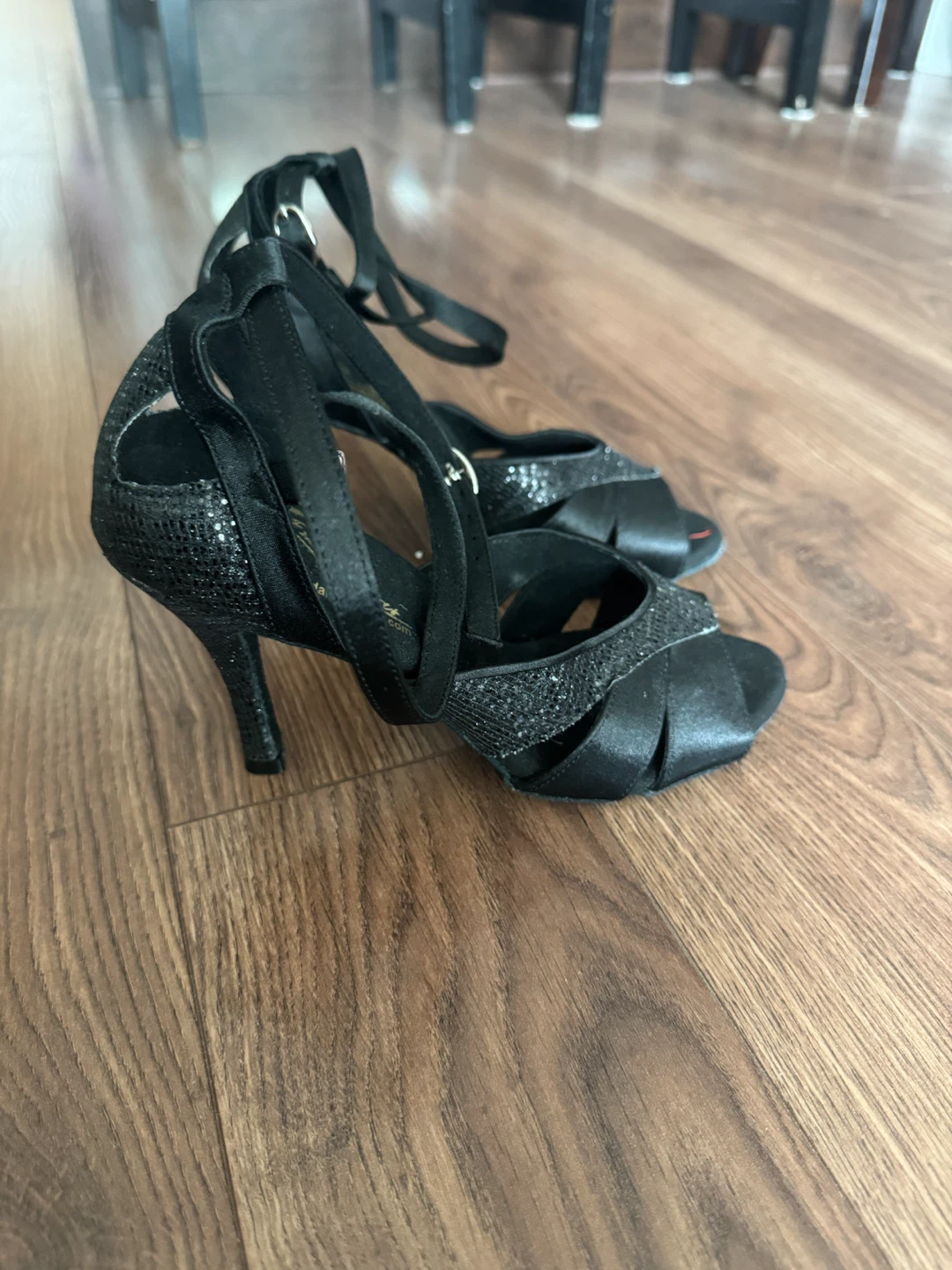 🖤 G. Franco Black Salsa Stiletto Dance Shoes – Size 6