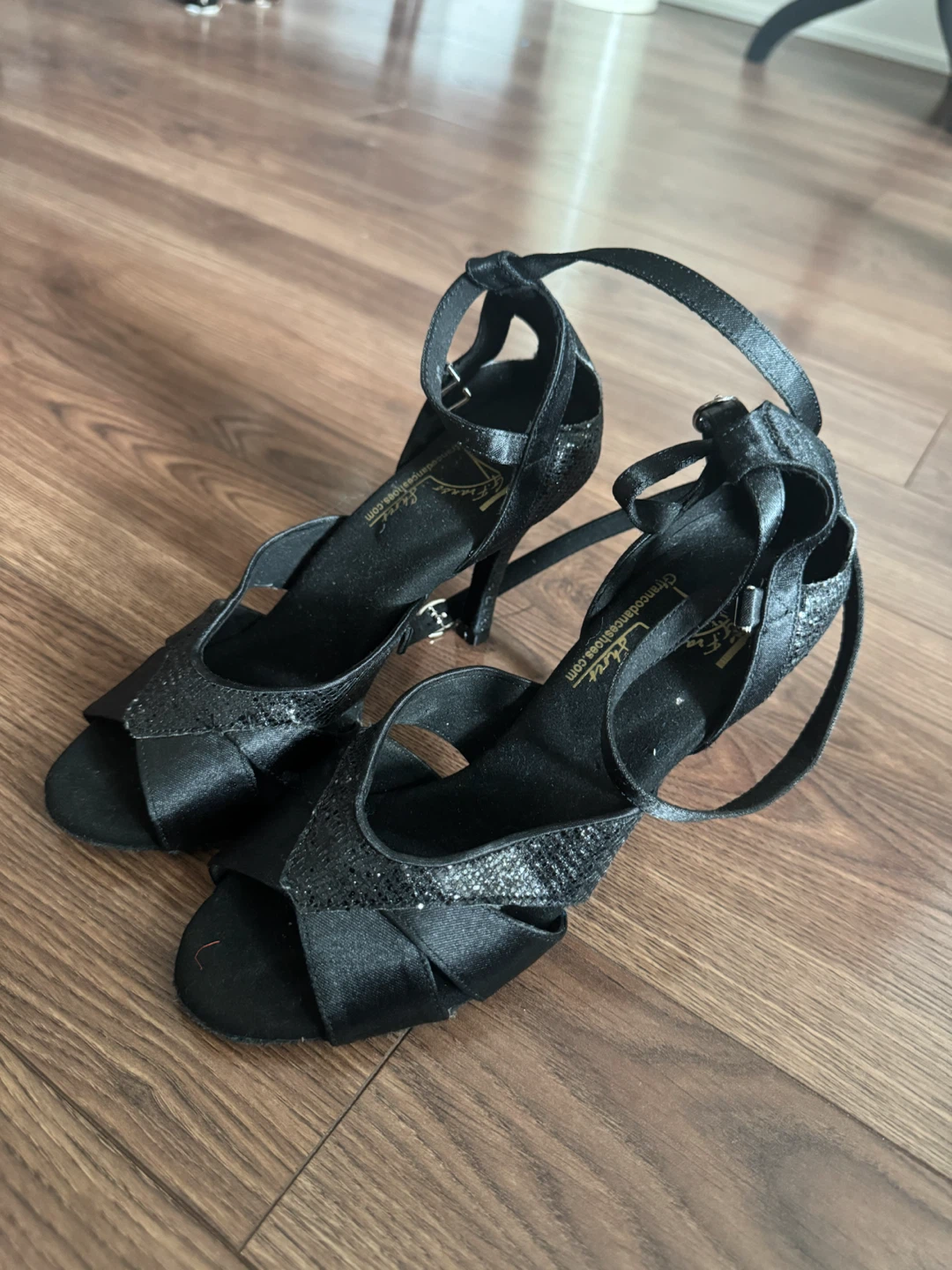 🖤 G. Franco Black Salsa Stiletto Dance Shoes – Size 6 - photo 2