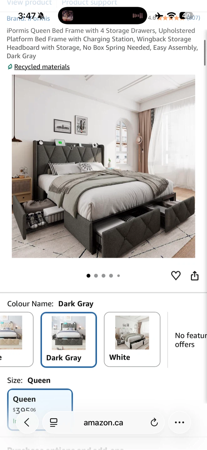iPormis Queen Bed Frame with 4 Storage Drawers - photo 2