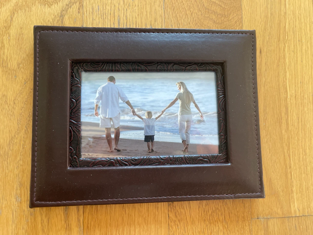 Dark Brown Faux Leather Photo Frame