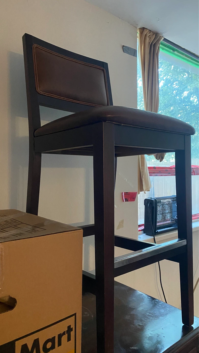 Dark Brown Wooden Bar Stool - photo 2