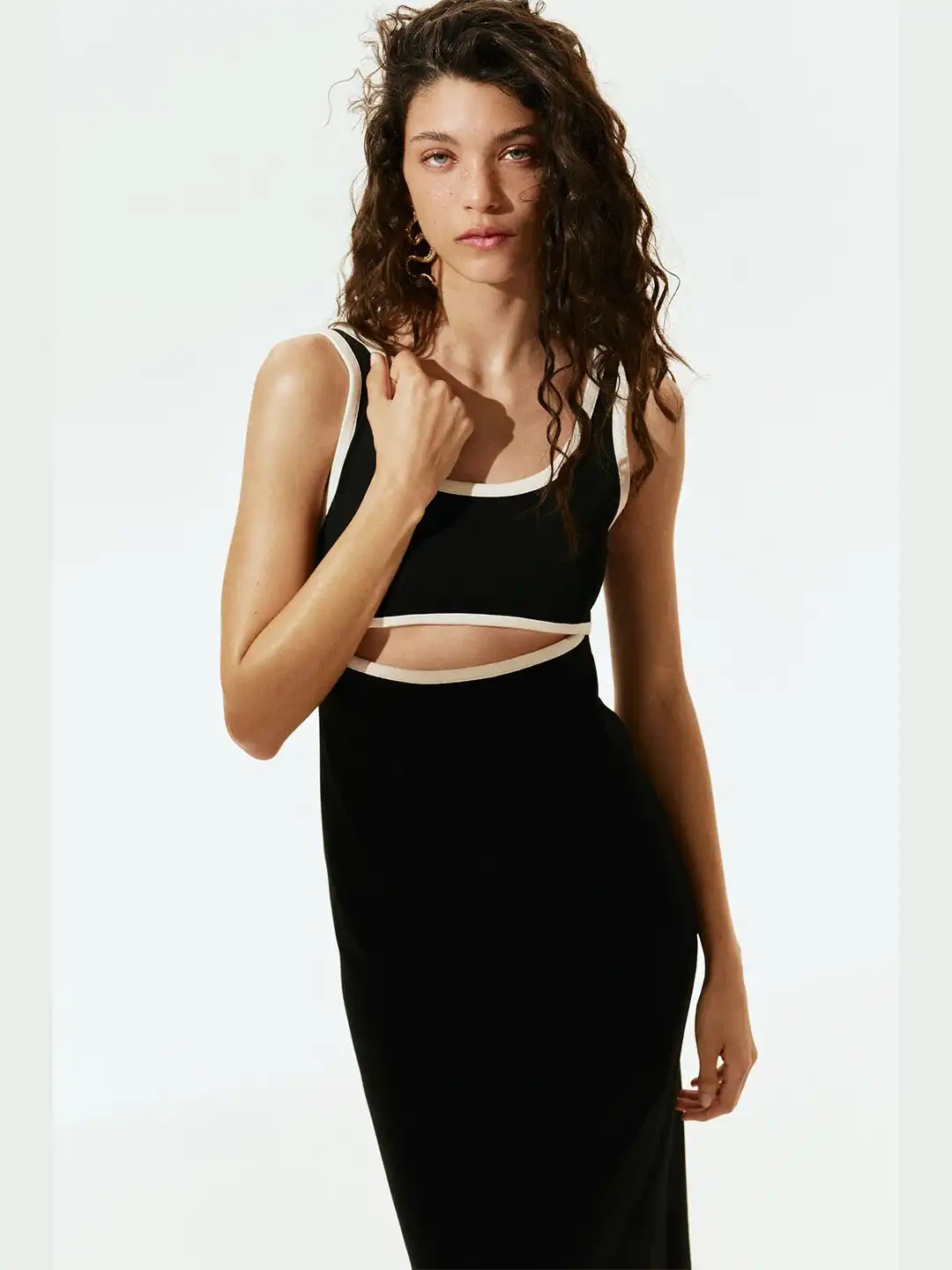 H&M Black & White Cut-out Maxi Dress Size S - photo 4