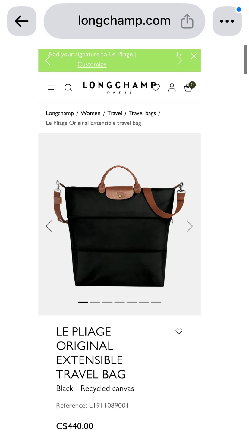 Like new Longchamp Le Pliage Original Extensible Travel Bag - photo 2