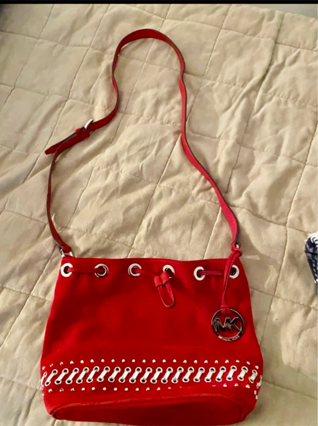 Michael Kors Frankie Suede Drawstring Bag New