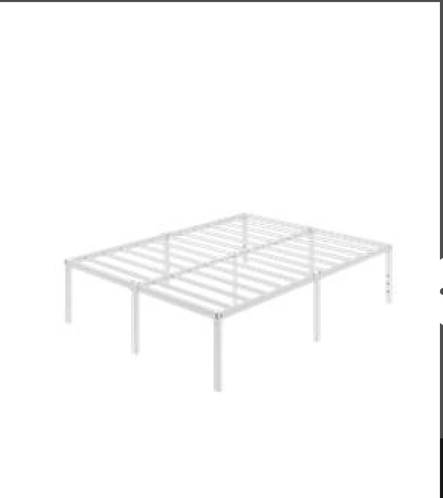 Einfach White Queen Size Metal Platform Bed Frame