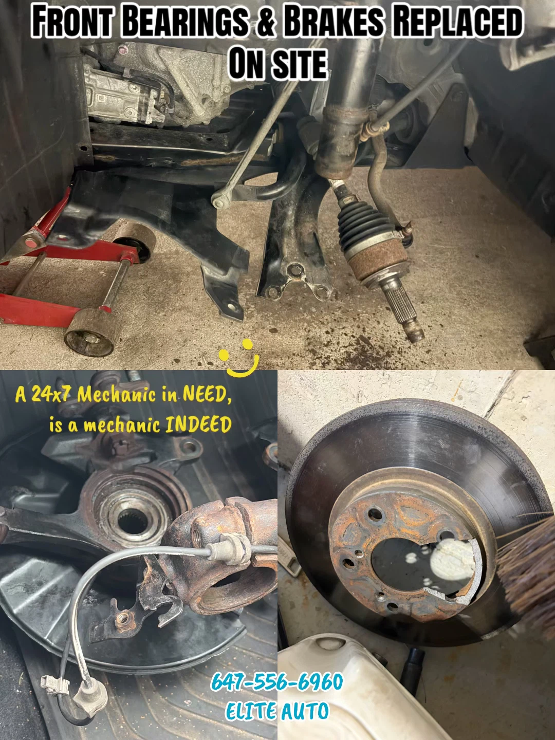 On-site front brake and bearing replacement