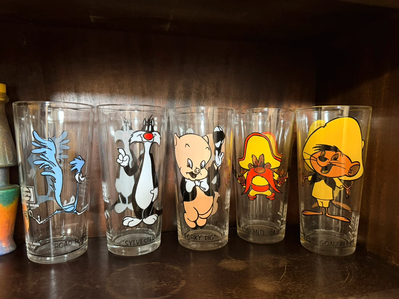 Set of 5 Vintage 1973 Pepsi Looney Tunes Collector Glasses