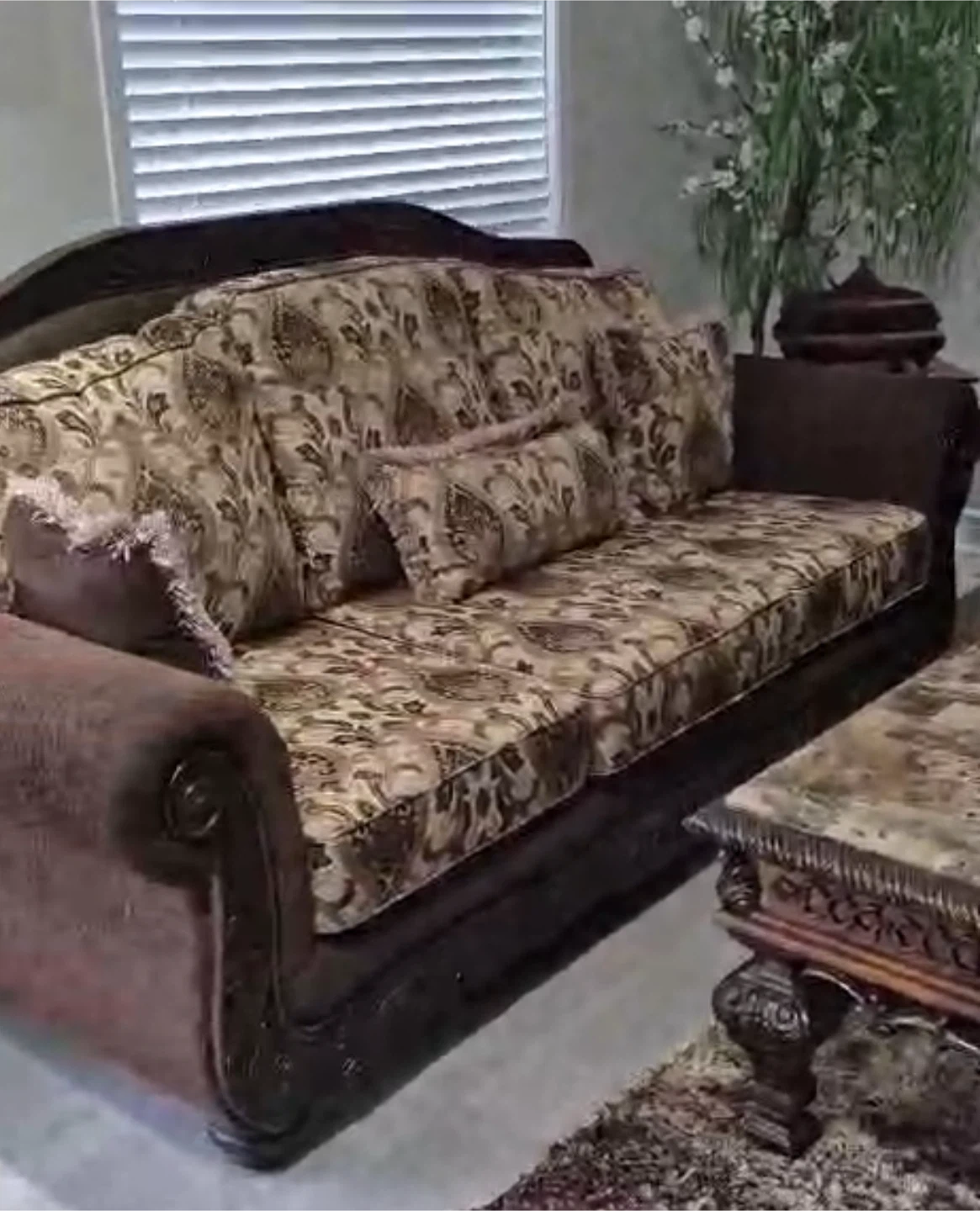 Traditional patterned sofa
