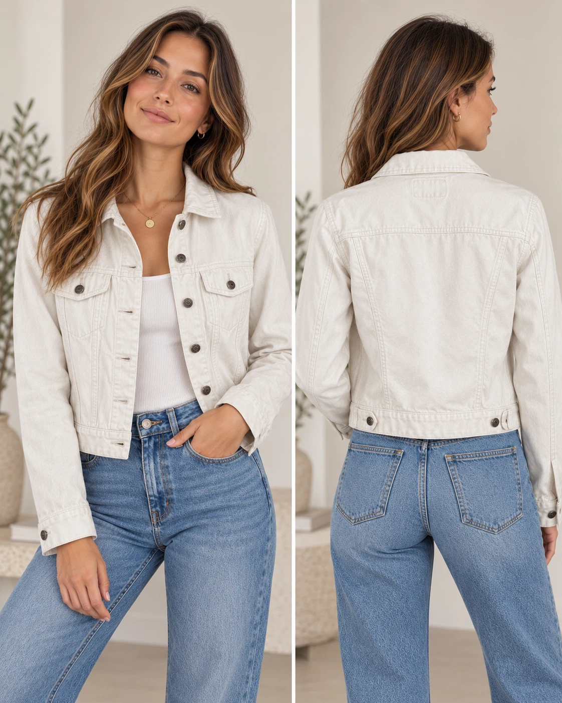 New White Denim Jacket – Size M/M
