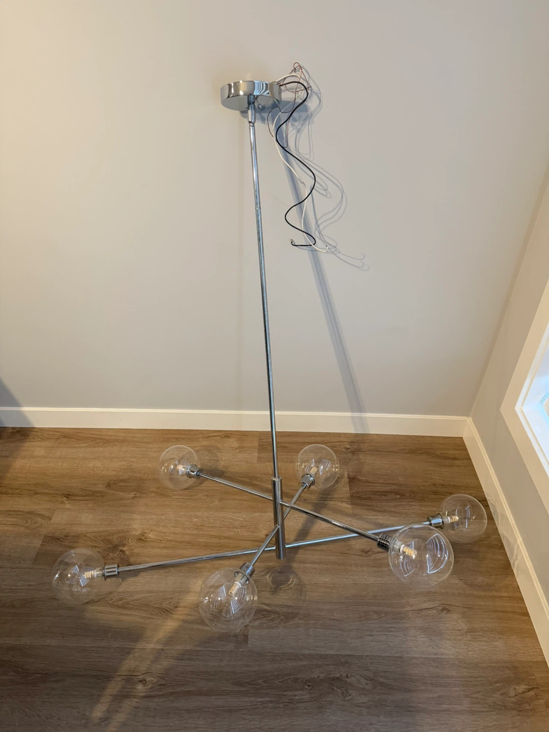 FS: Used Modern 6-Light Chandelier and 3 Chrome Pendant lights - photo 2