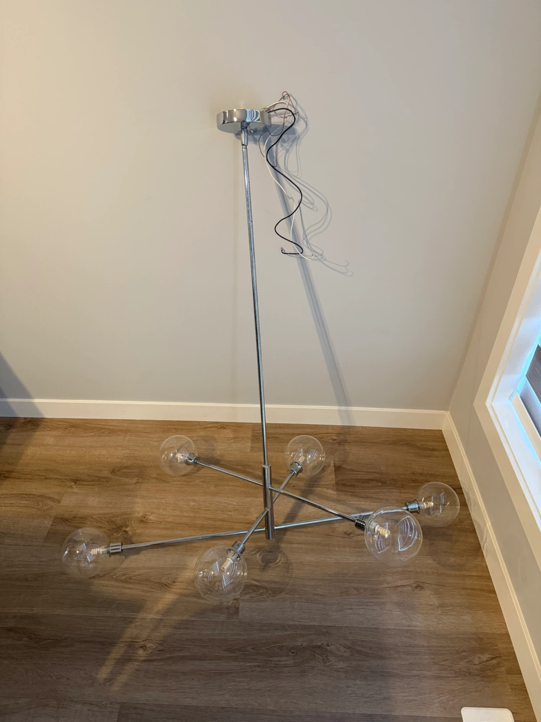 FS: Used Modern 6-Light Chandelier and 3 Chrome Pendant lights - photo 3