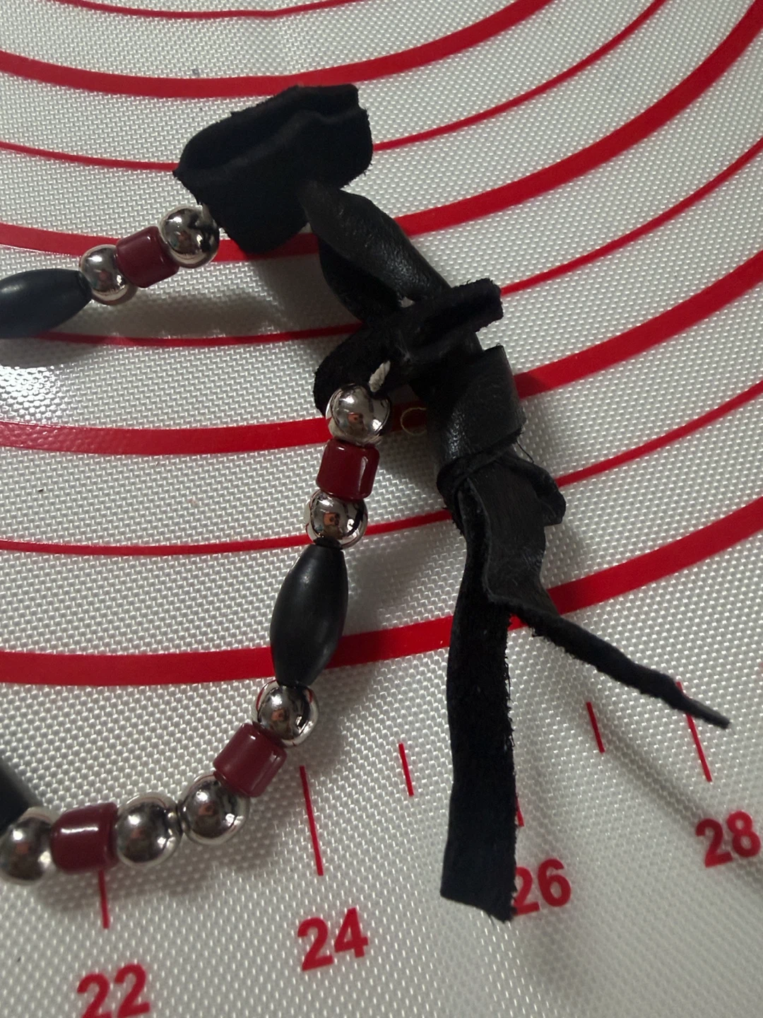 Iroquois Traditional Beaded Bone Bracelet made with leather - photo 2
