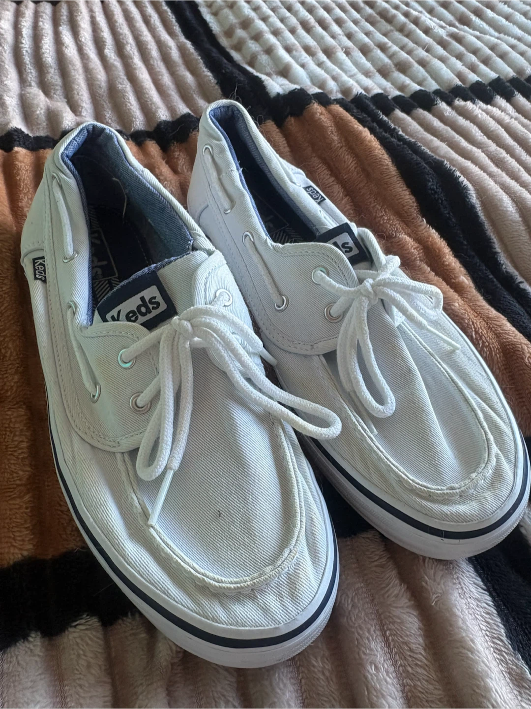 Keds Women's White Canvas Boat Shoes Size 8