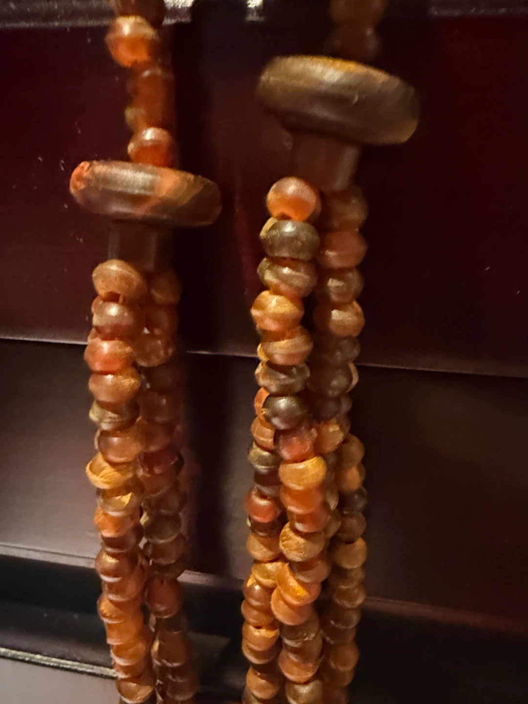 Vintage Amber Lucite Beaded extra long necklace 14-in - photo 2