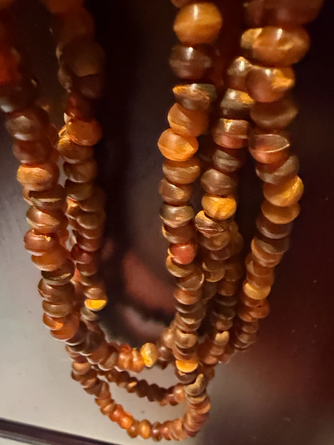 Vintage Amber Lucite Beaded extra long necklace 14-in - photo 4