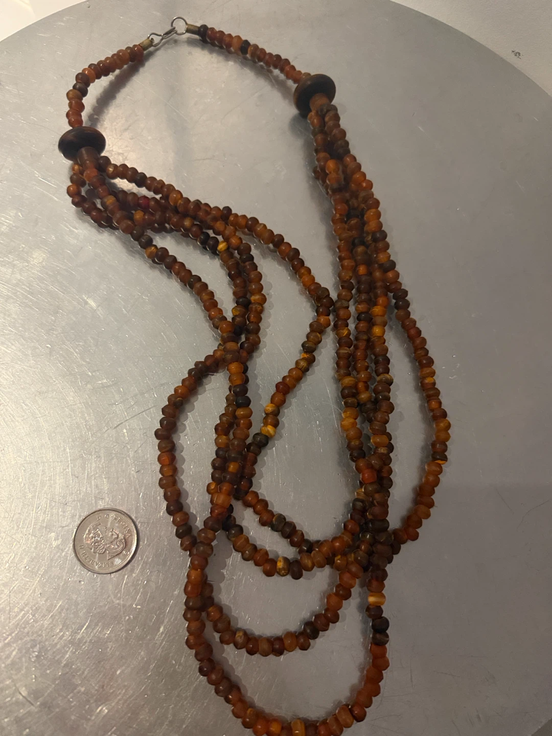 Vintage Amber Lucite Beaded extra long necklace 14-in - photo 5