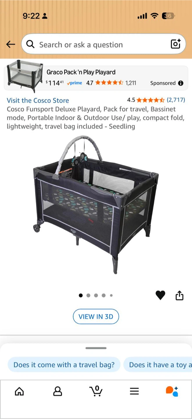 Biloban Pack and Play Mattress Topper - Grey - photo 2