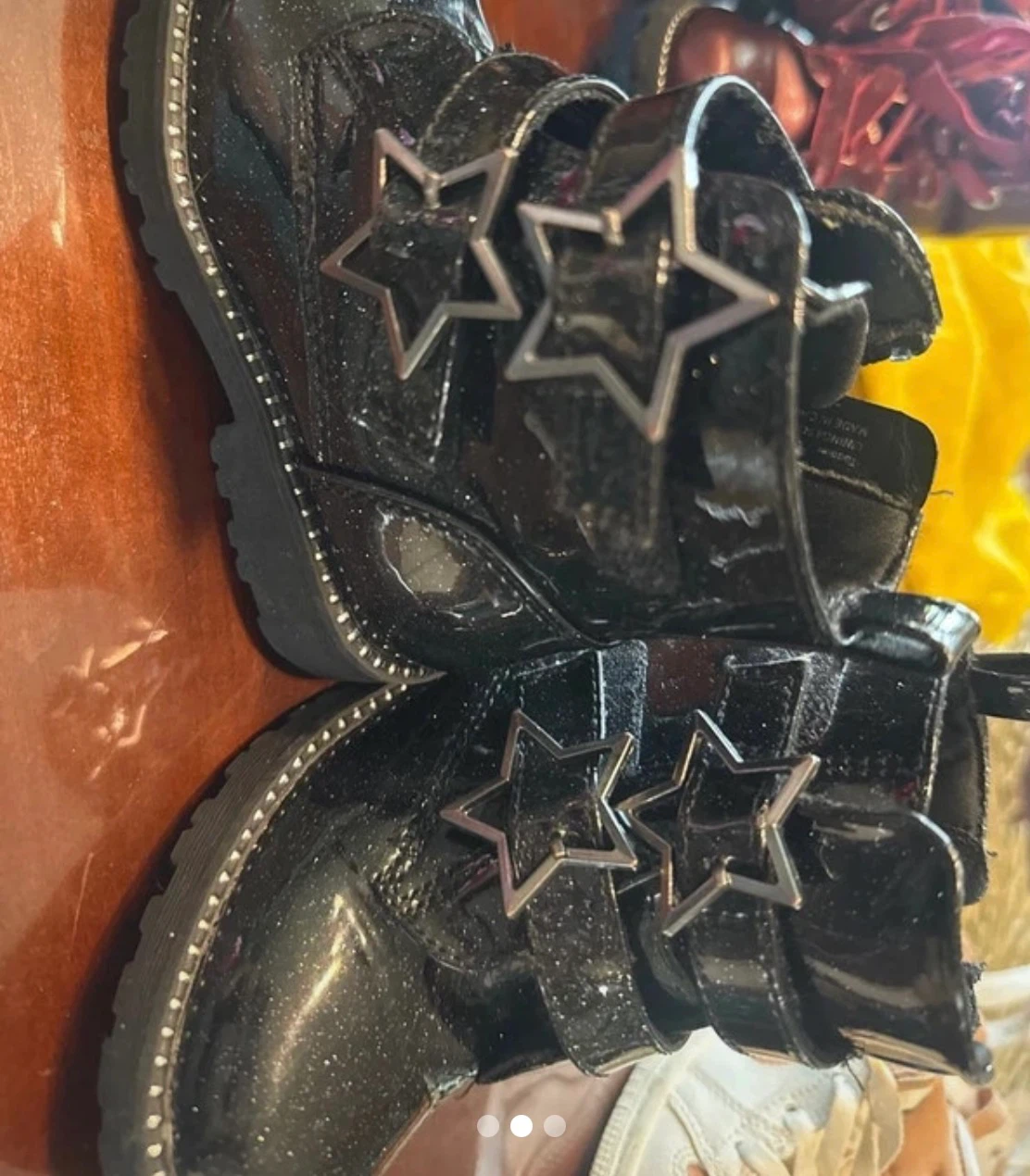 Girls Black Glitter Star Ankle Boots Size 19 - photo 2