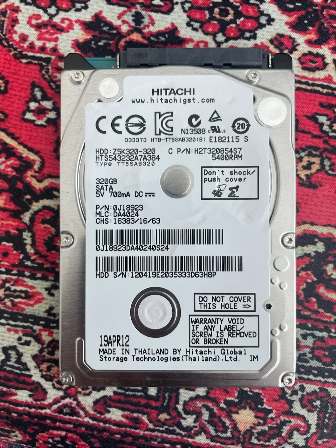 Hitachi 320GB SATA 2.5" 5400RPM HDD