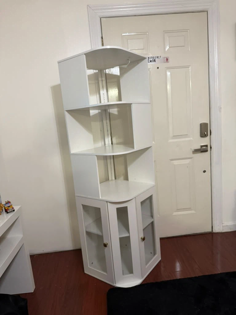 White Corner Storage Shelf Cabinet