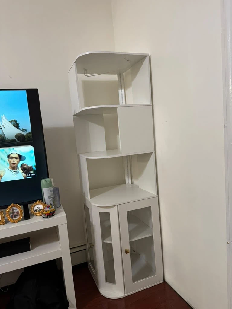 White Corner Storage Shelf Cabinet - photo 2