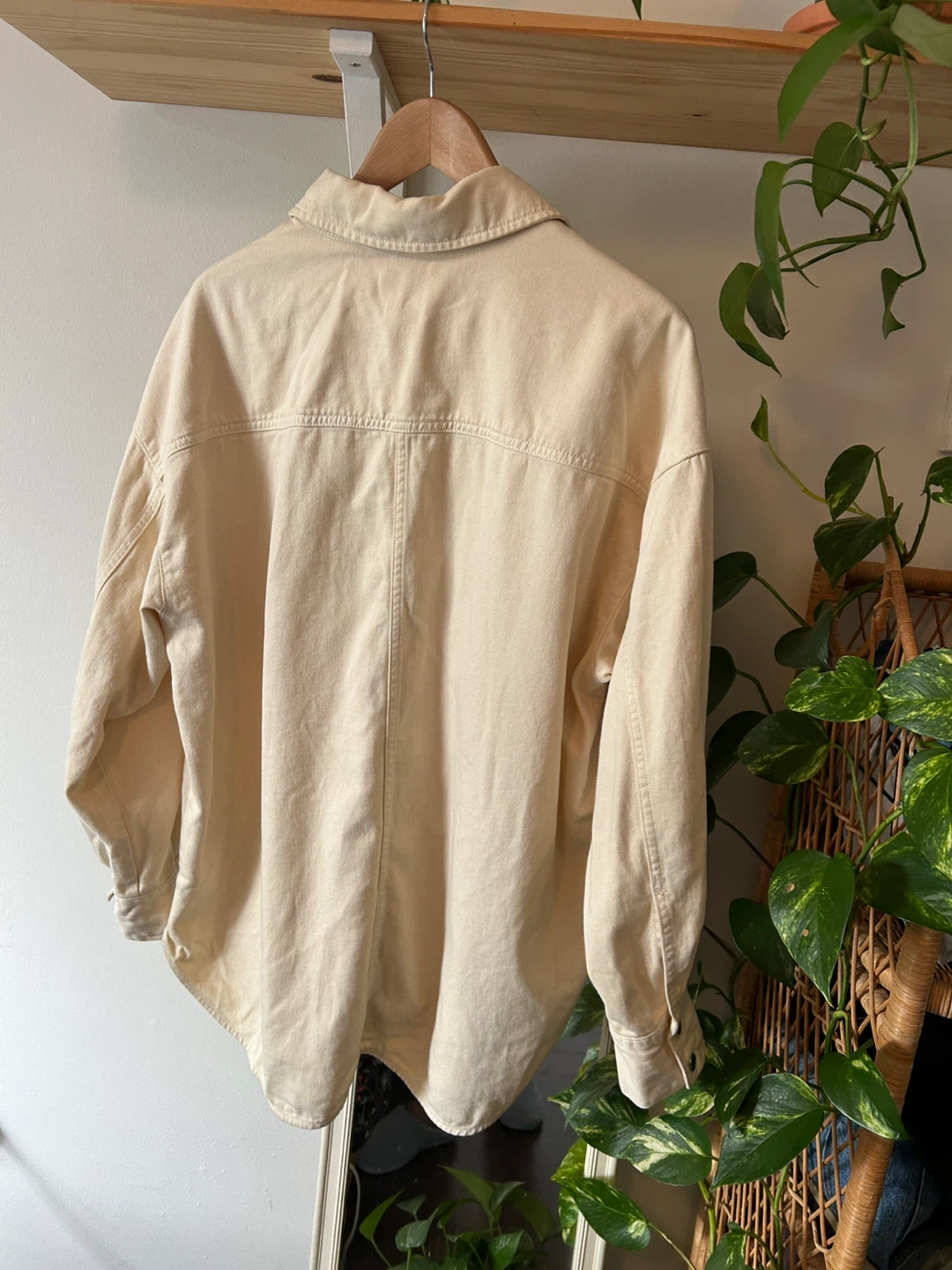 H&M vintage Cream Denim Shirt Jacket - photo 3