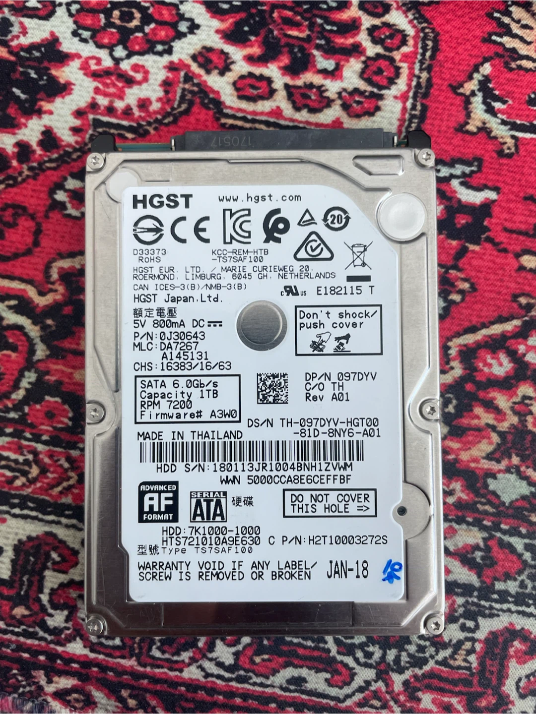 HGST 1TB SATA 2.5" 7200RPM HDD