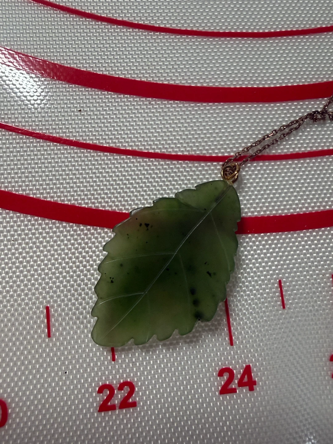 Green Jade Leaf Pendant Rose Gold 925 Necklace