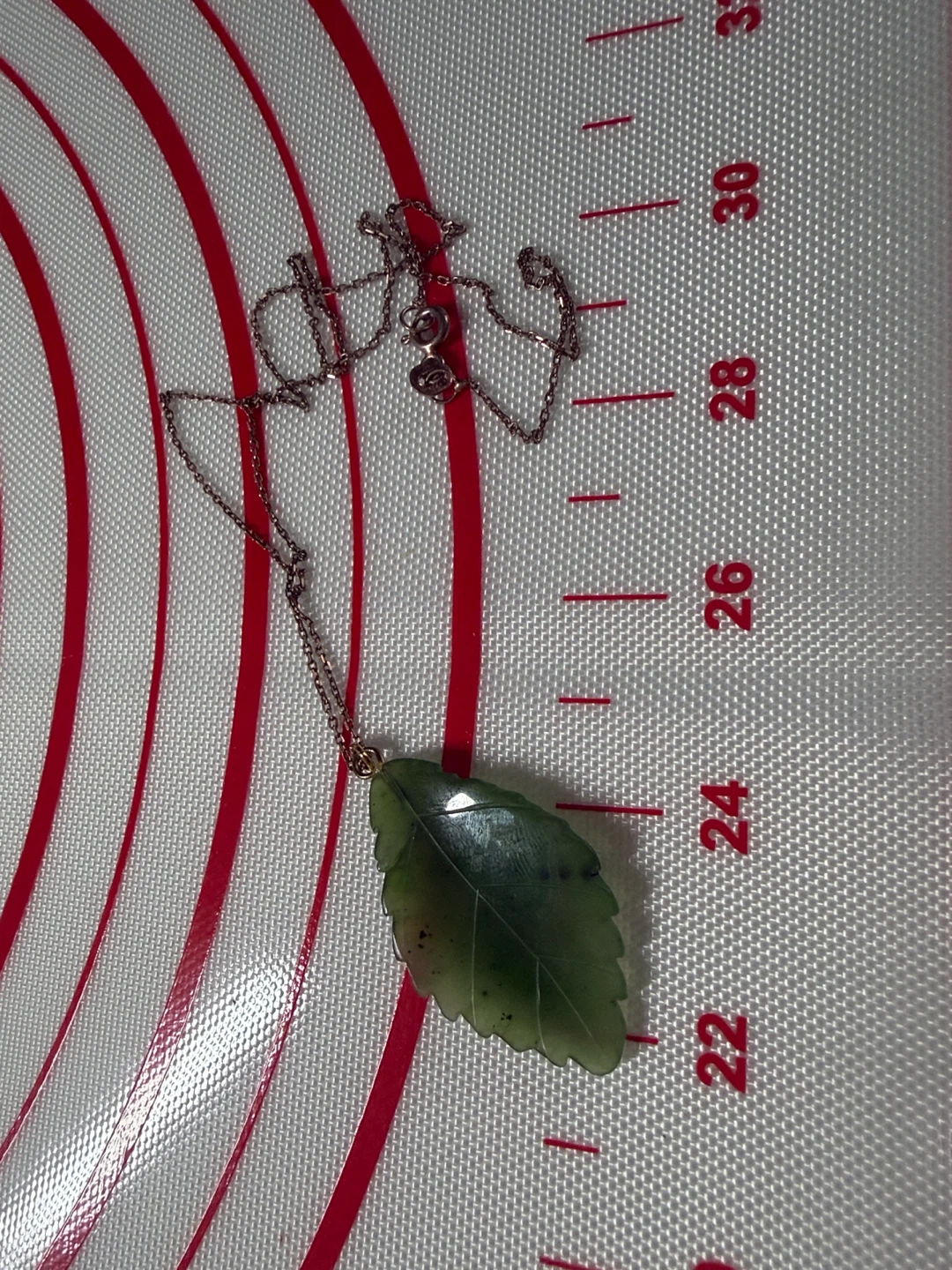 Green Jade Leaf Pendant Rose Gold 925 Necklace - photo 2