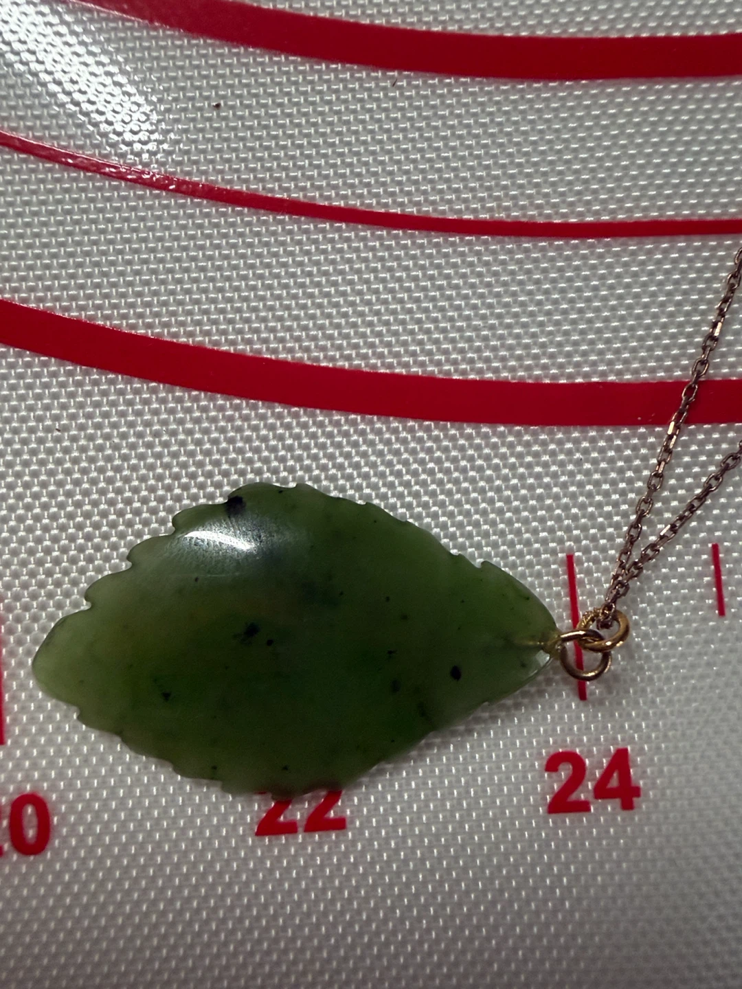 Green Jade Leaf Pendant Rose Gold 925 Necklace - photo 5