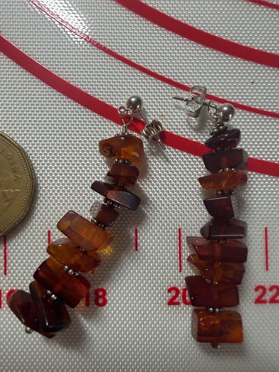 Natural Baltic Amber Sterling Silver Long Dangle Earrings