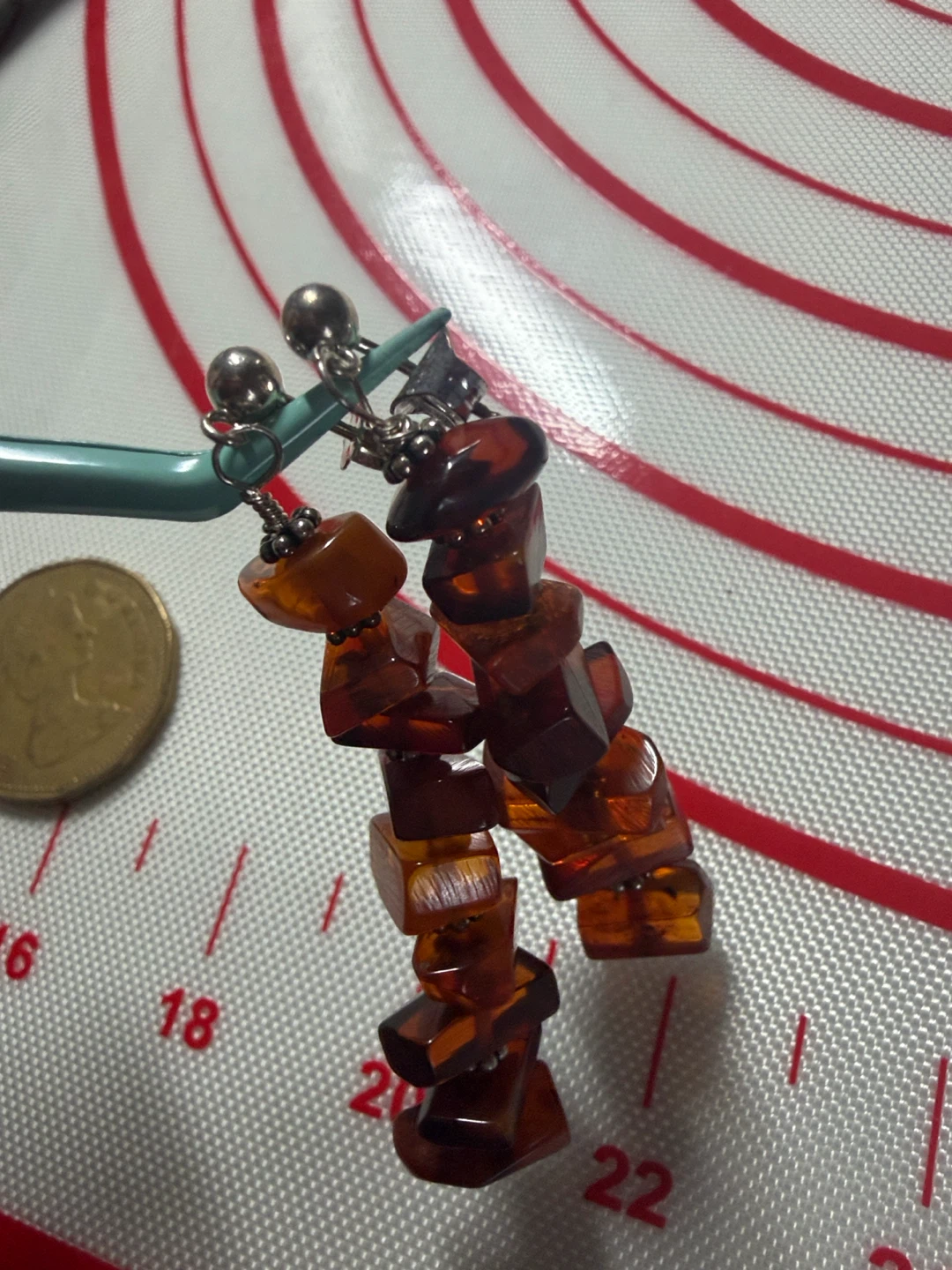 Natural Baltic Amber Sterling Silver Long Dangle Earrings - photo 3