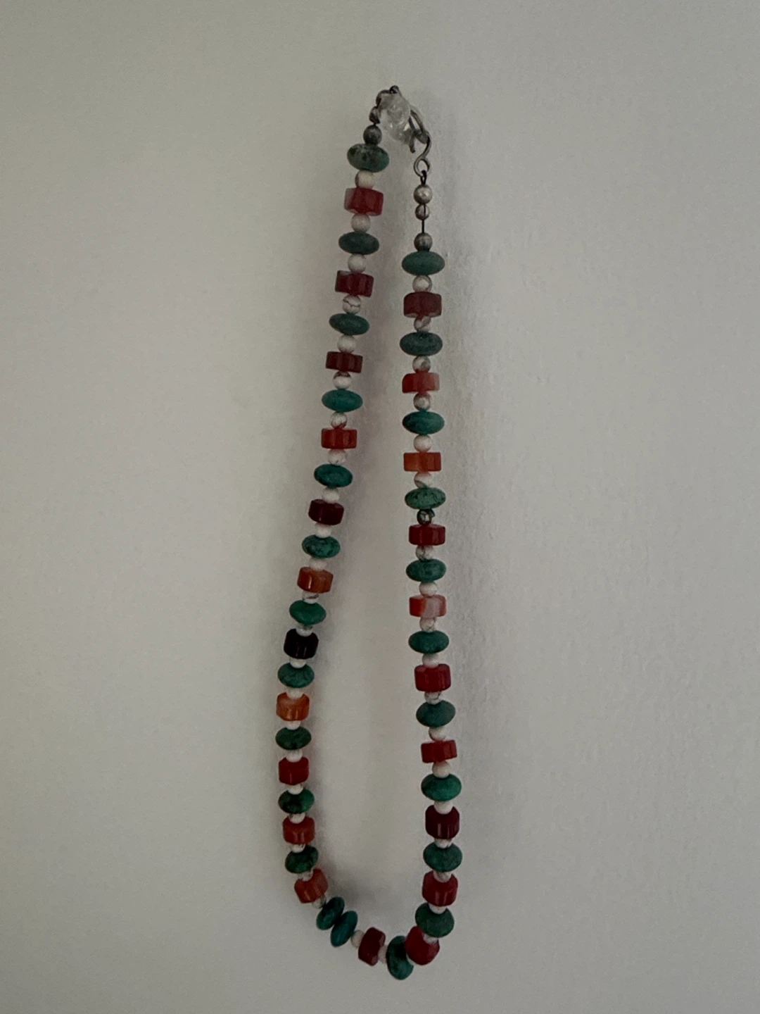 Boho Heishi Strand Agate and green and white turquoise