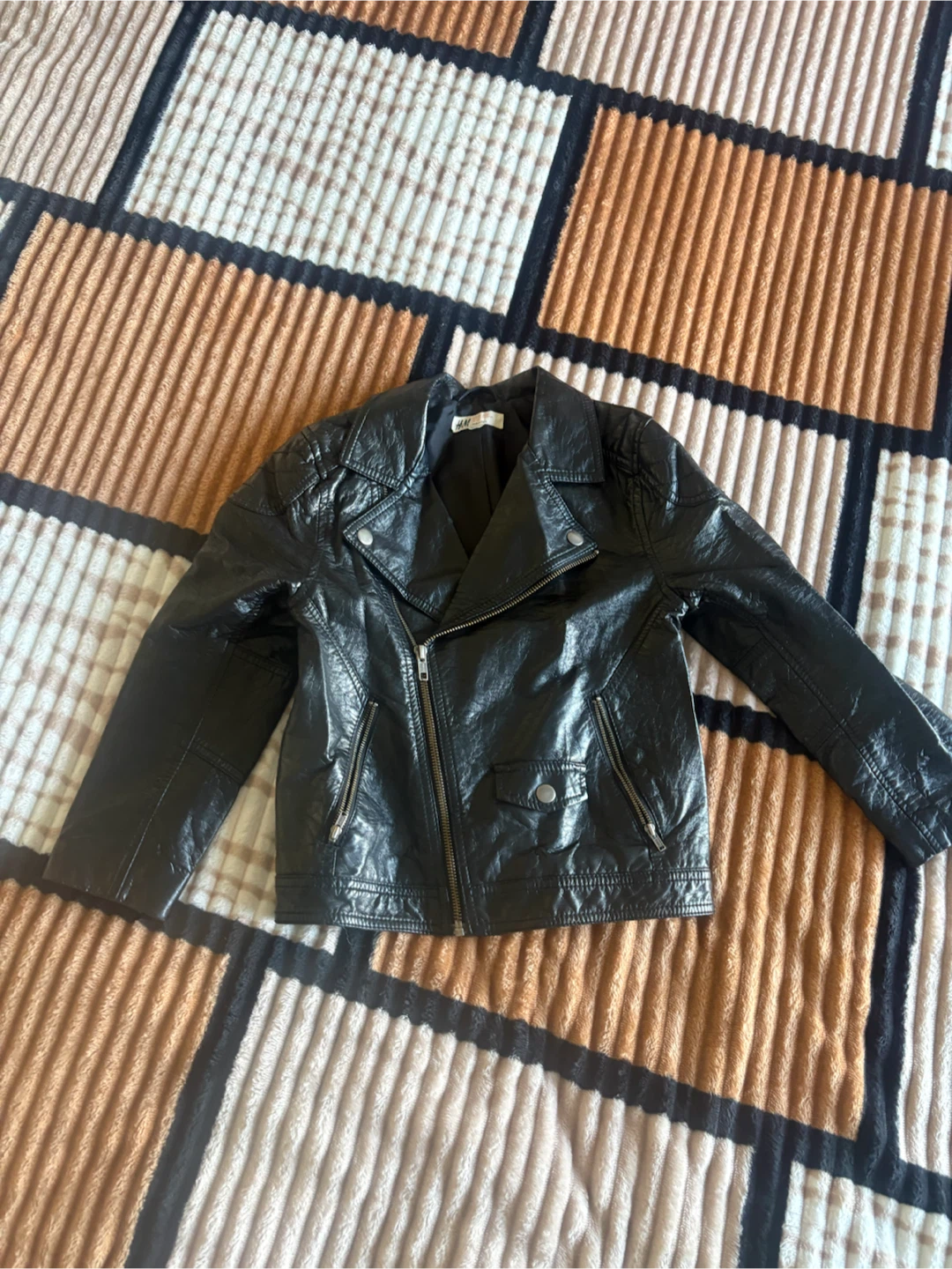 H&M Black Faux Leather Biker Jacket