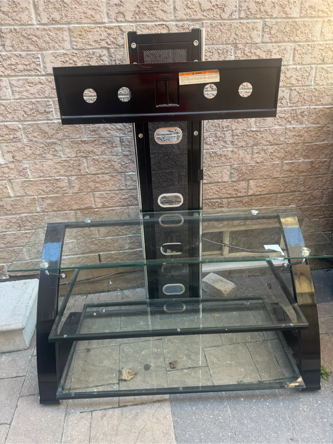 Glass and Steel TV Stand with Integrated Mount
