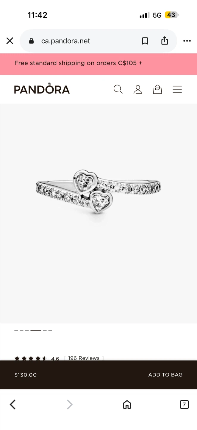 Pandora Sparkling Entwined Heart Ring