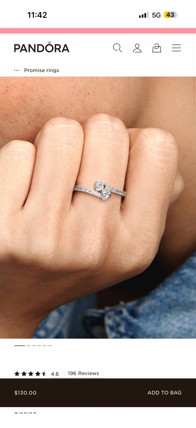 Pandora Sparkling Entwined Heart Ring - photo 2