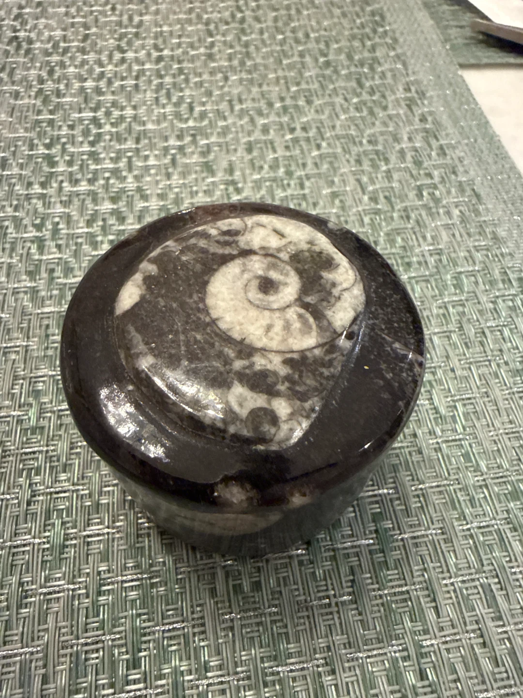 Fossil Ammonite Stone Trinket Box