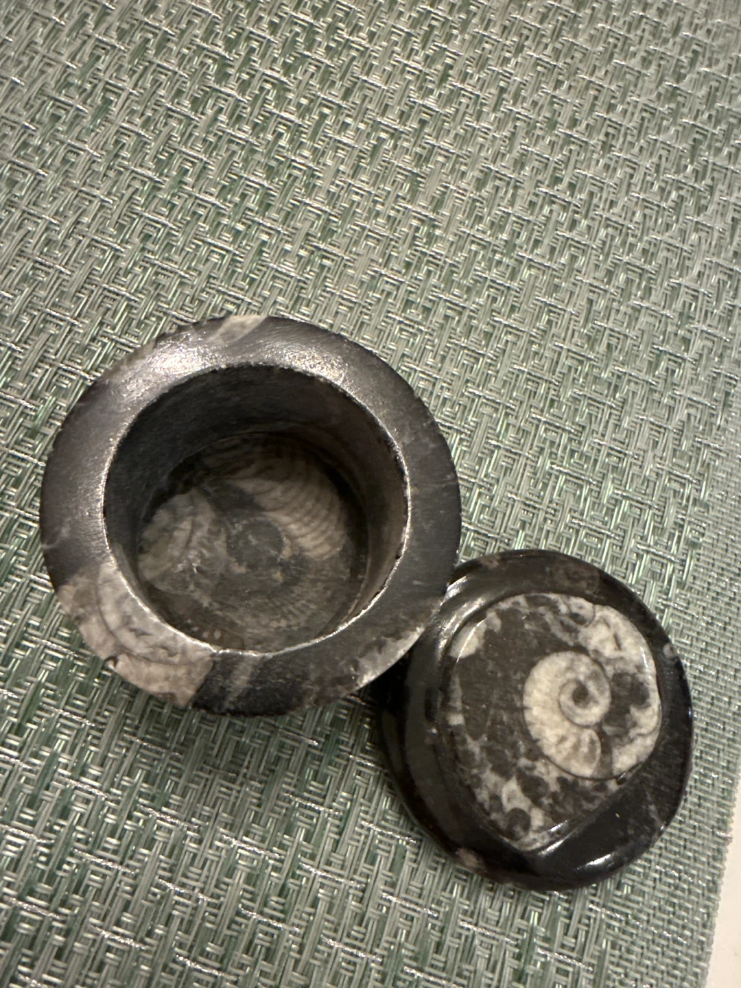 Fossil Ammonite Stone Trinket Box - photo 2