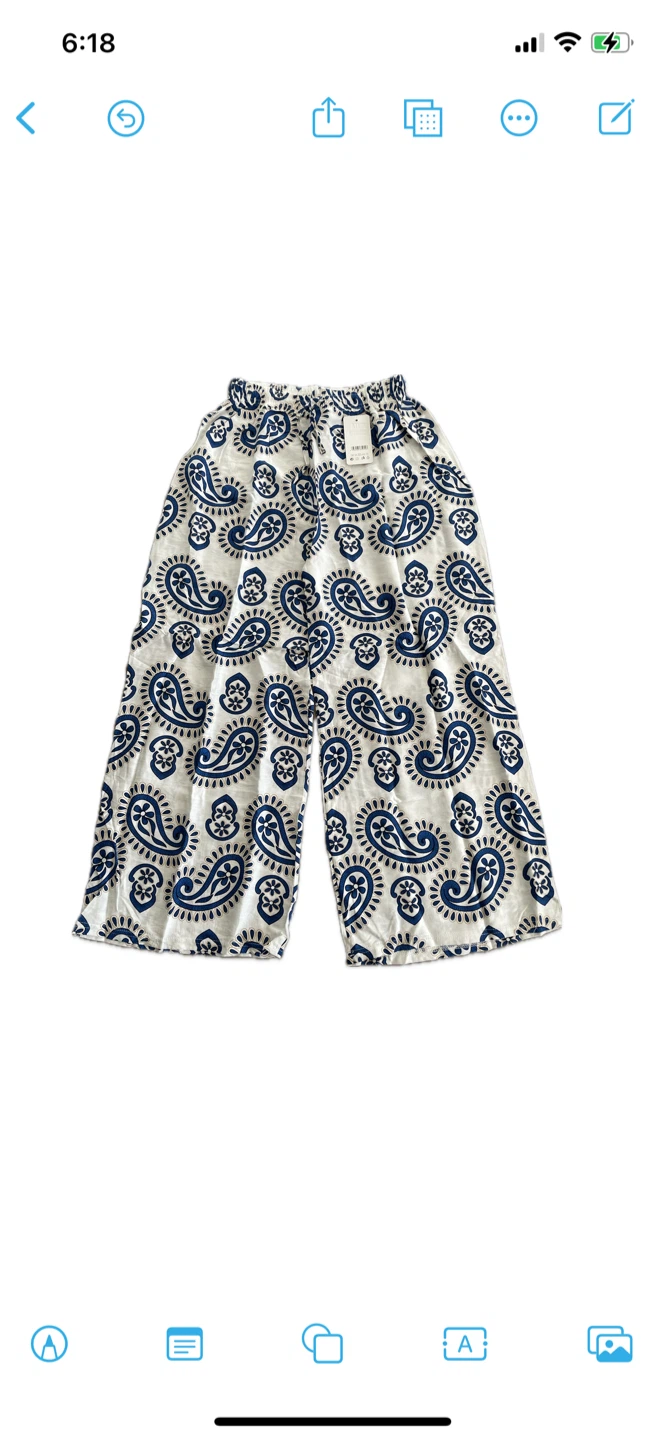 Paisley Print Wide-Leg linen blend Pants