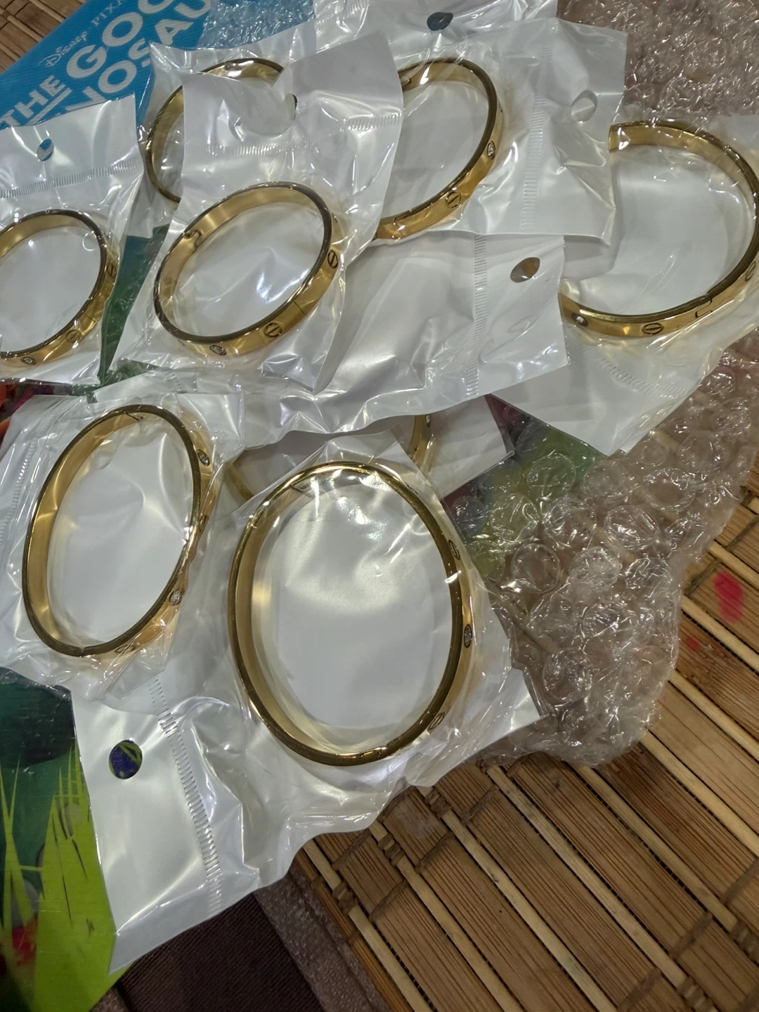 Gold Tone Screw Design Bangles