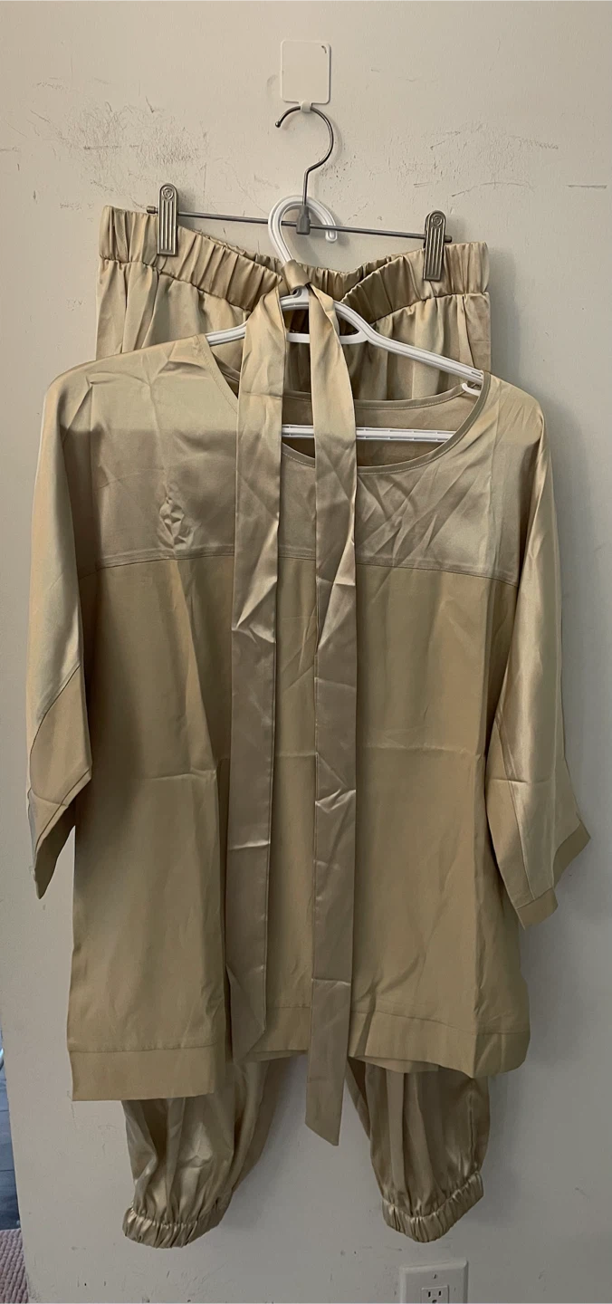 Champagne Satin Two-Piece Set