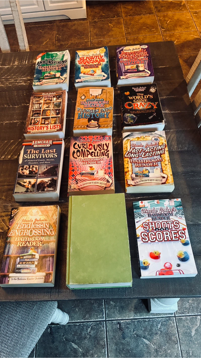 12 Arm chair/bathroom readers/books