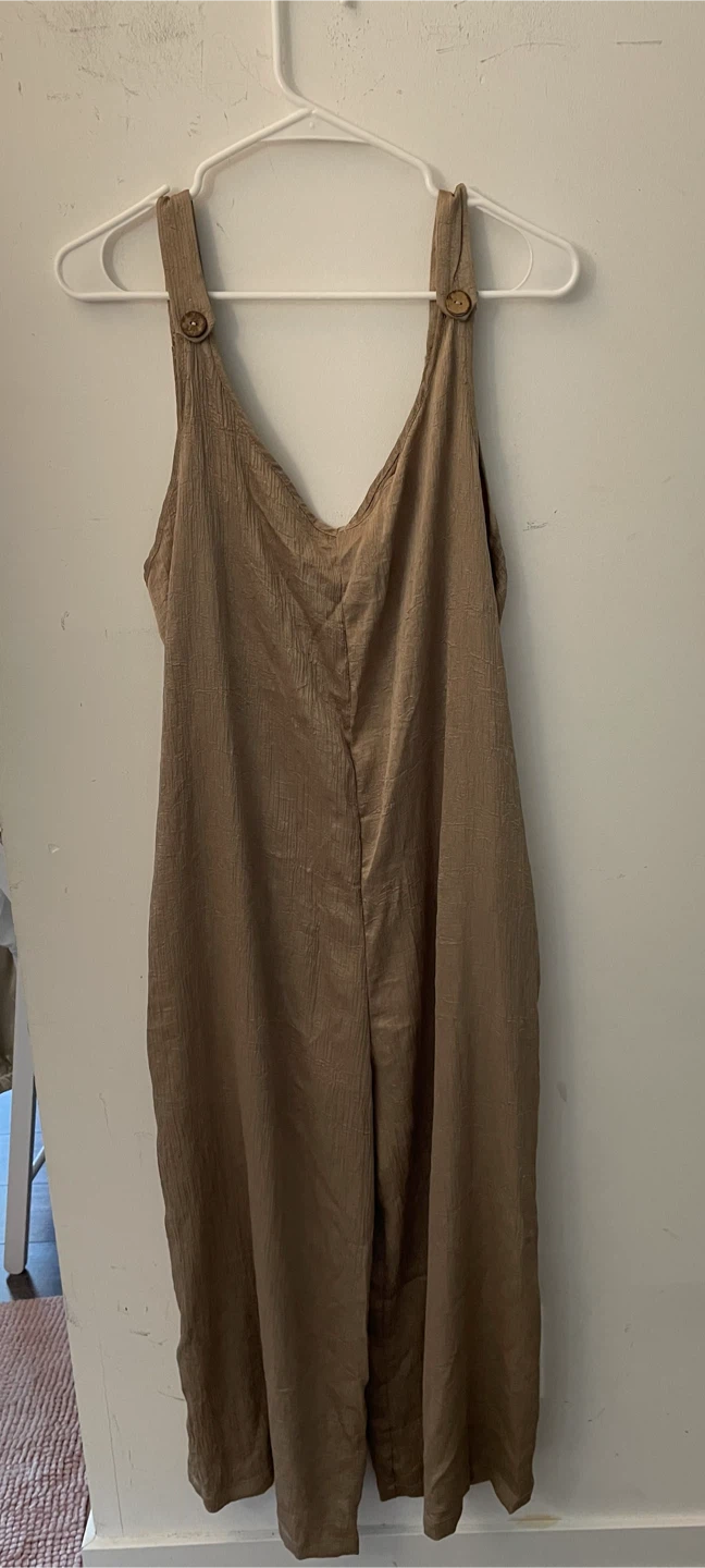 Tan Wide-Leg Jumpsuit